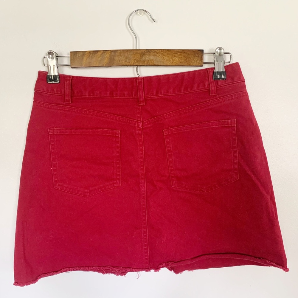 Forever 21 raw hem red skirt Sz small - Picture 2 of 5